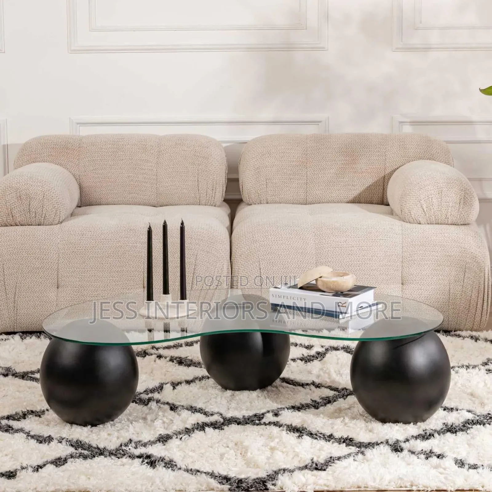 Center Table (Curved Glass )