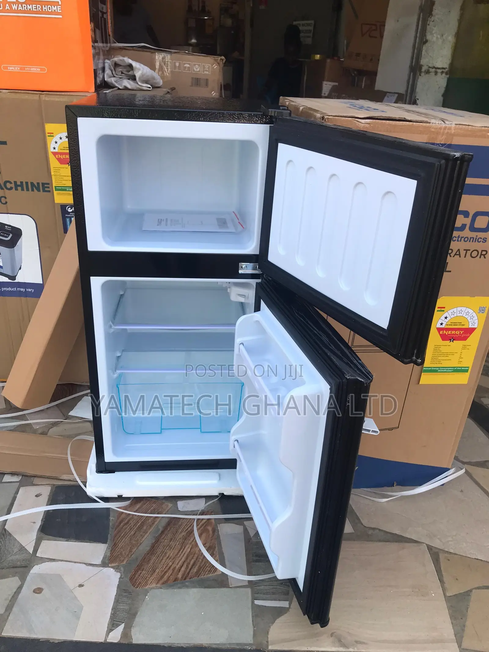 Nasco 86 Litre Black Double Door Refrigerator With Top Freezer