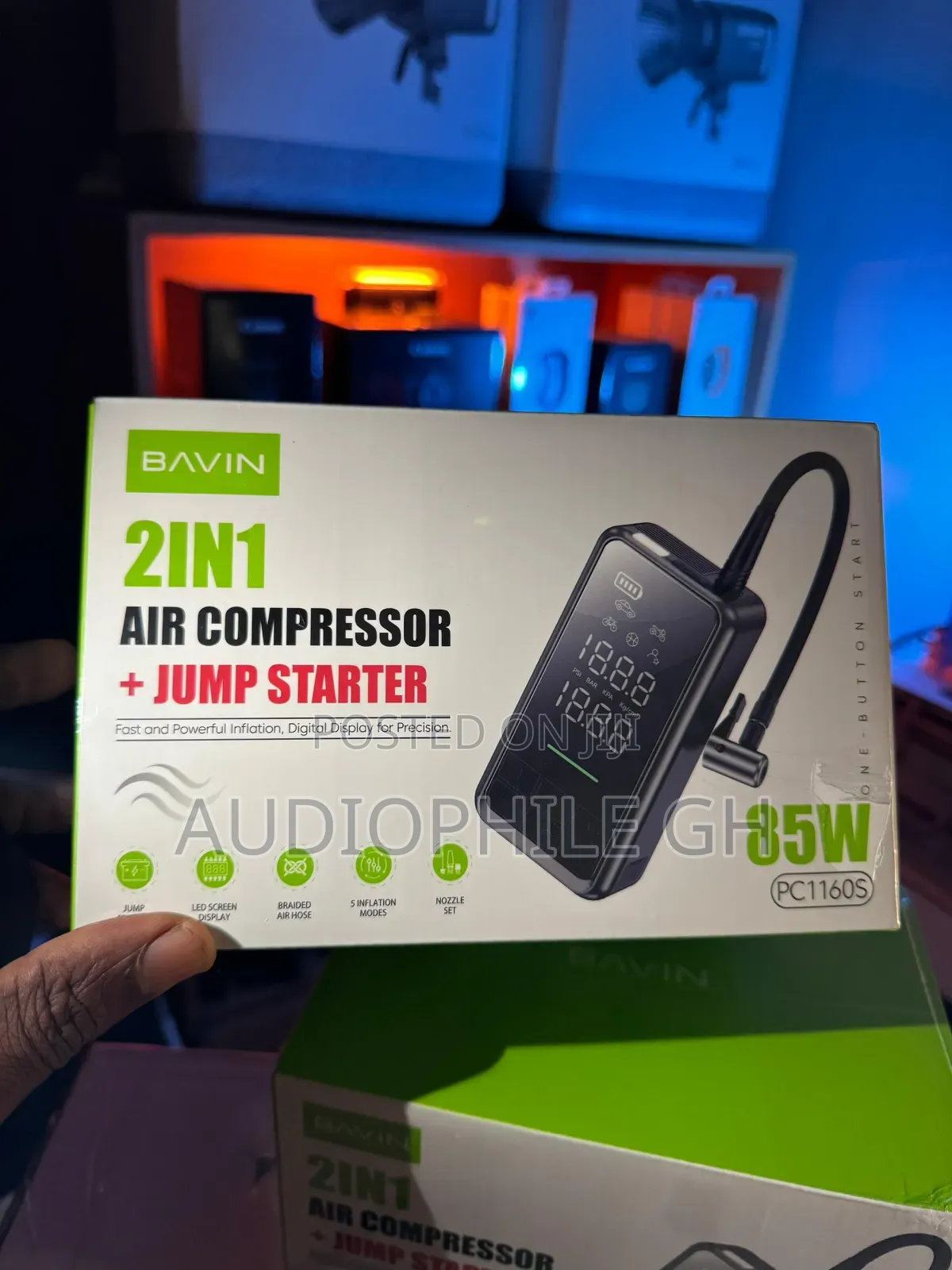 Bavin 2 in 1 Air Compressor + Jump Starter 10400mah Powerbank