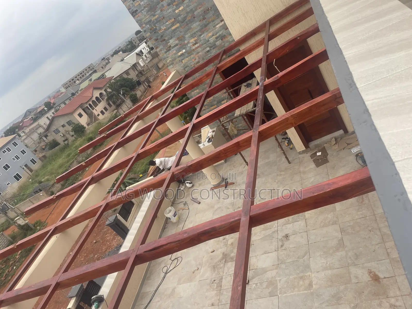 Installation of 50ft by 30ft Pergola on Top Roof on Going