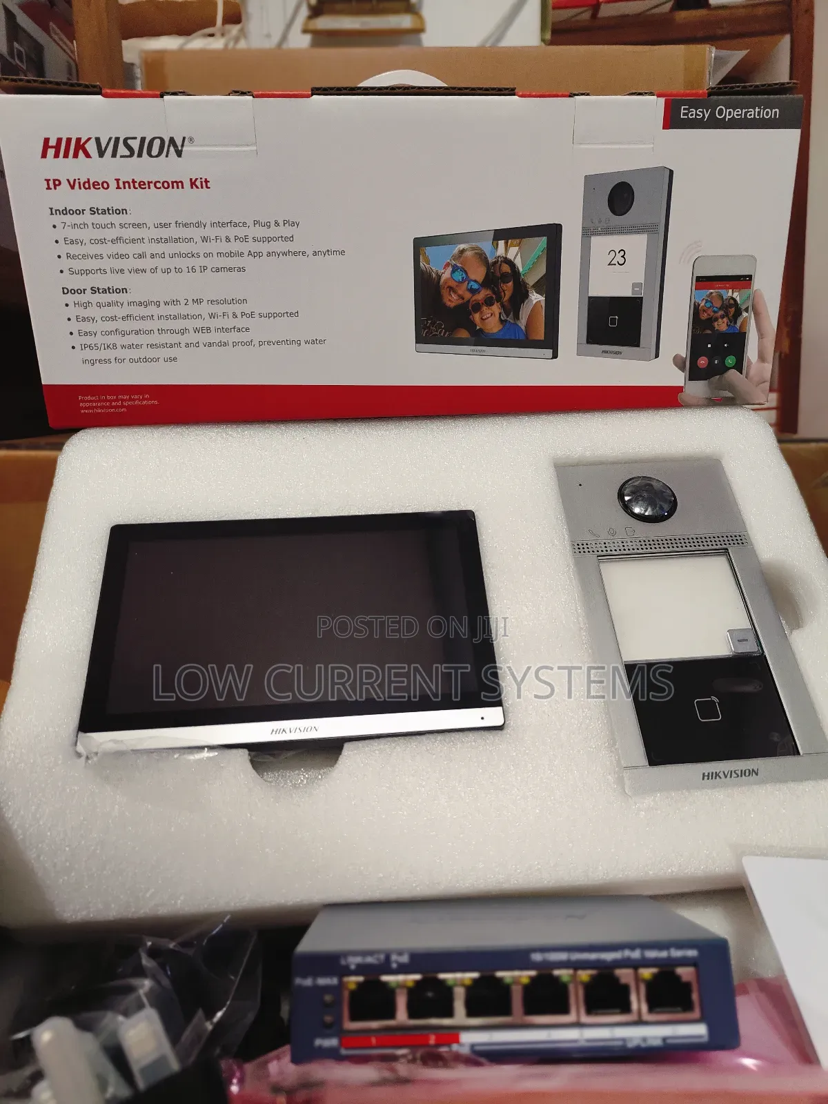 Hikvision Ds-kis614-p(C) Ip Video Doorbell Kit With 4 Port Poe Switch