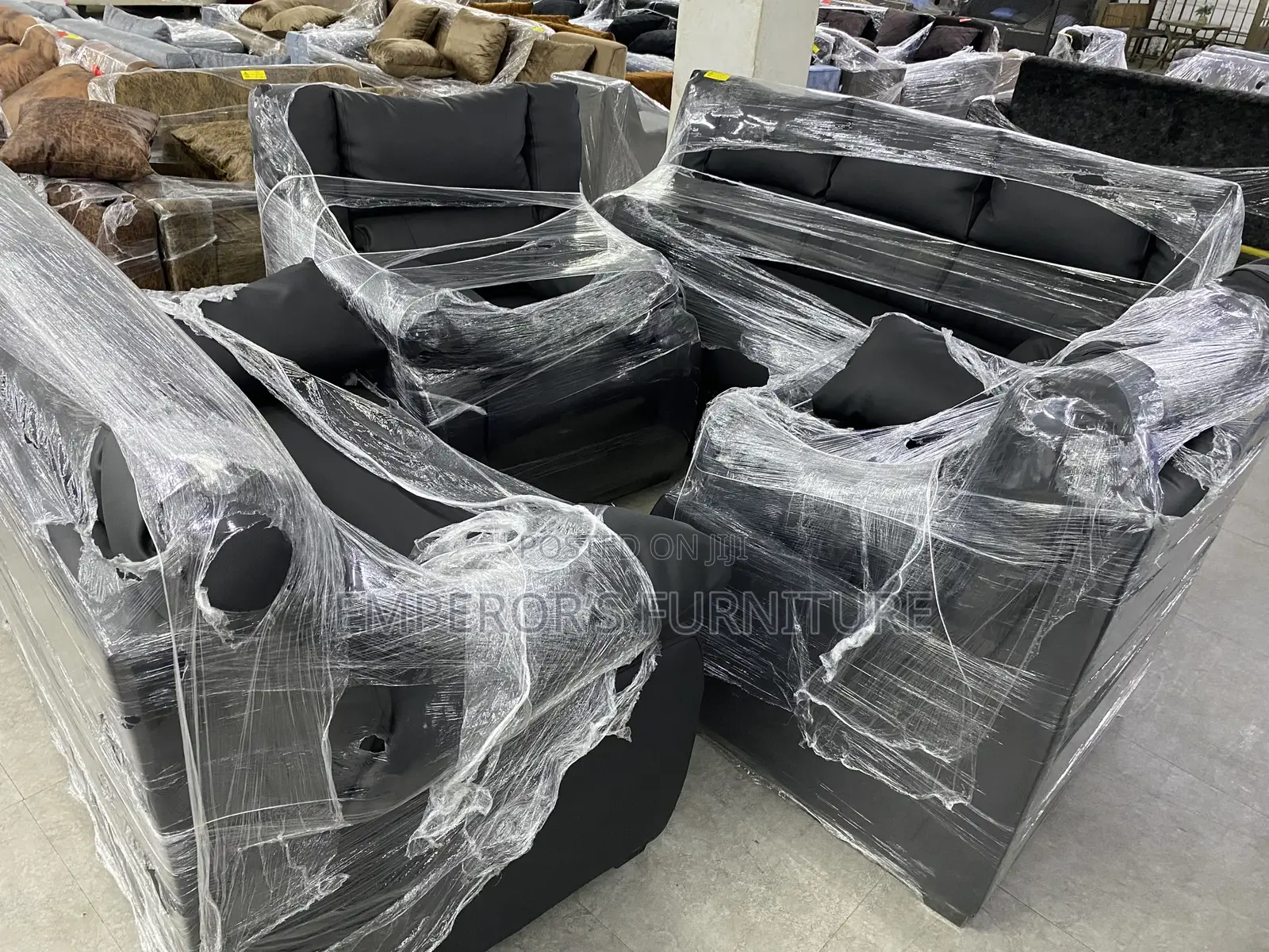Modern Black Sofa Set for Living Room