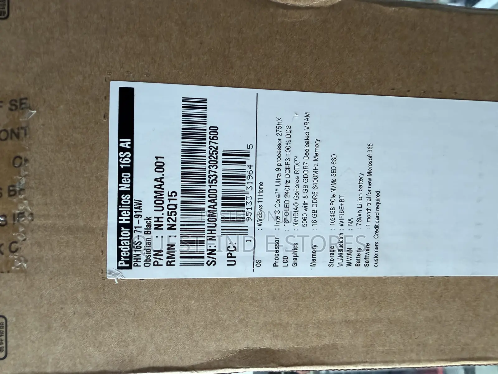 New Laptop Acer Predator Helios 16 16GB Intel Core Ultra 9 SSD 1T