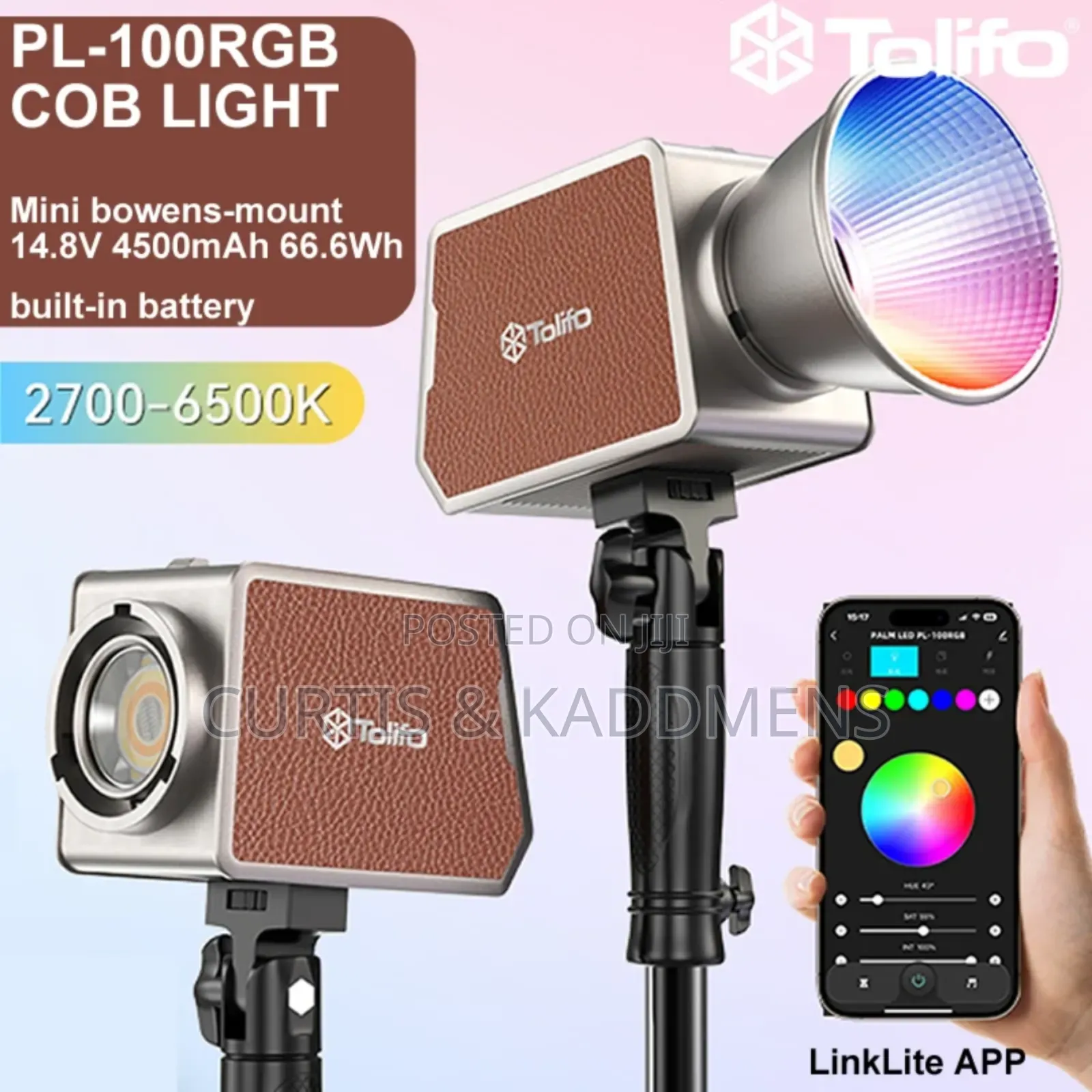 Tolifo Pl-100 RGB (100 Watts)Light With Rechargeable in-Built Battery.