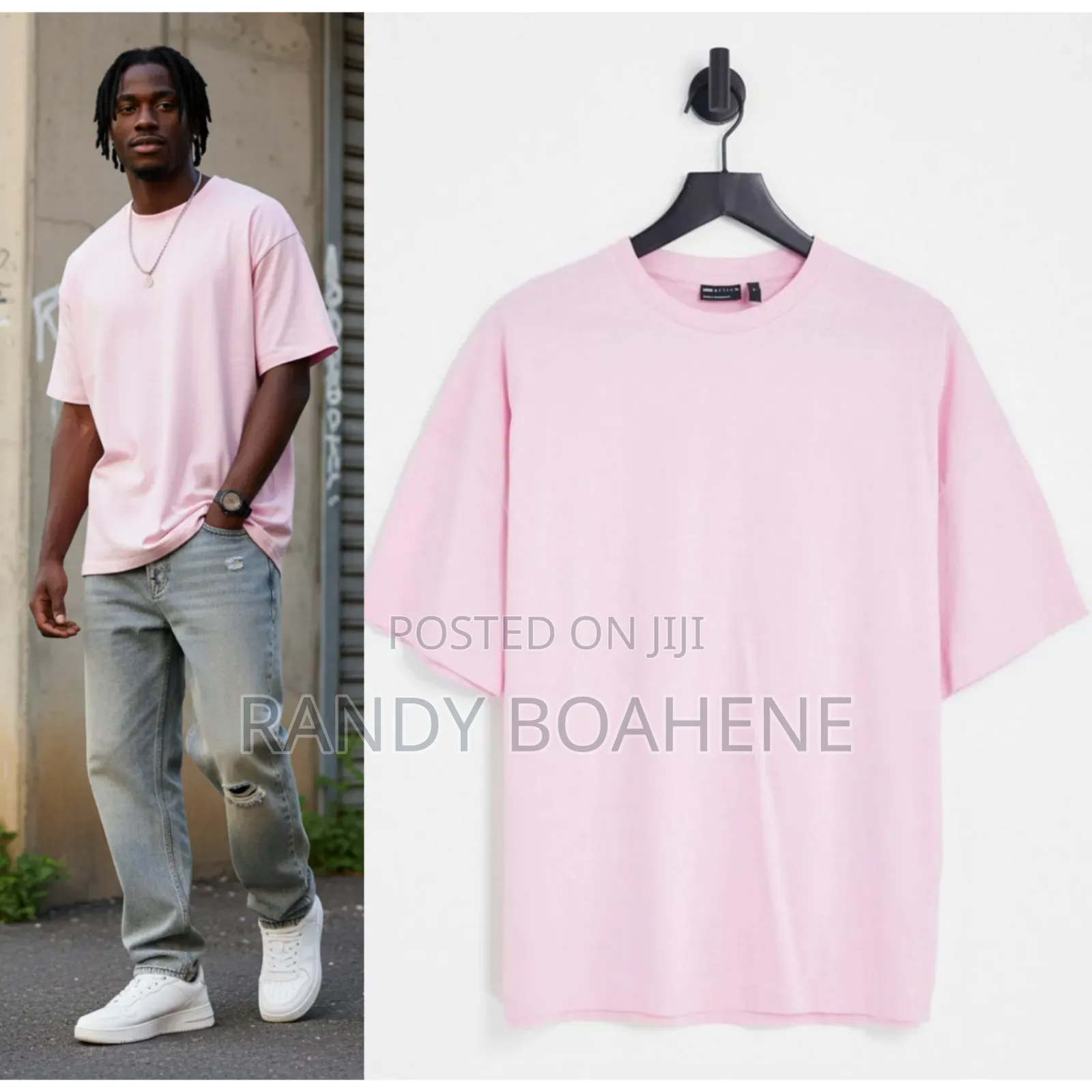 Plane White and Pink Round Neck