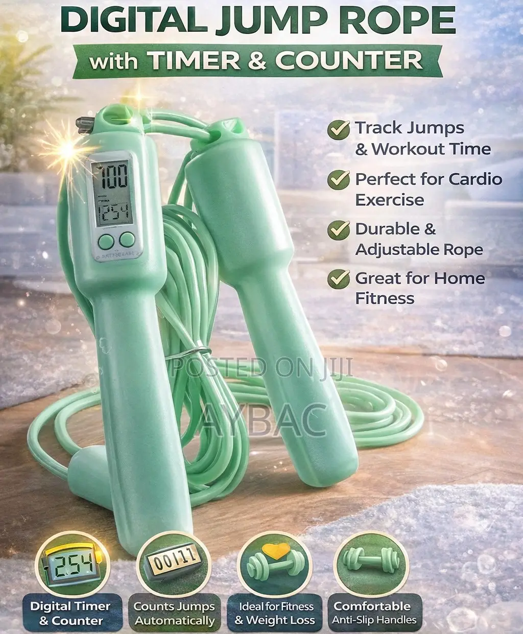 Digital Jump Rope With Timer Counter – Fitness Skipping Rope