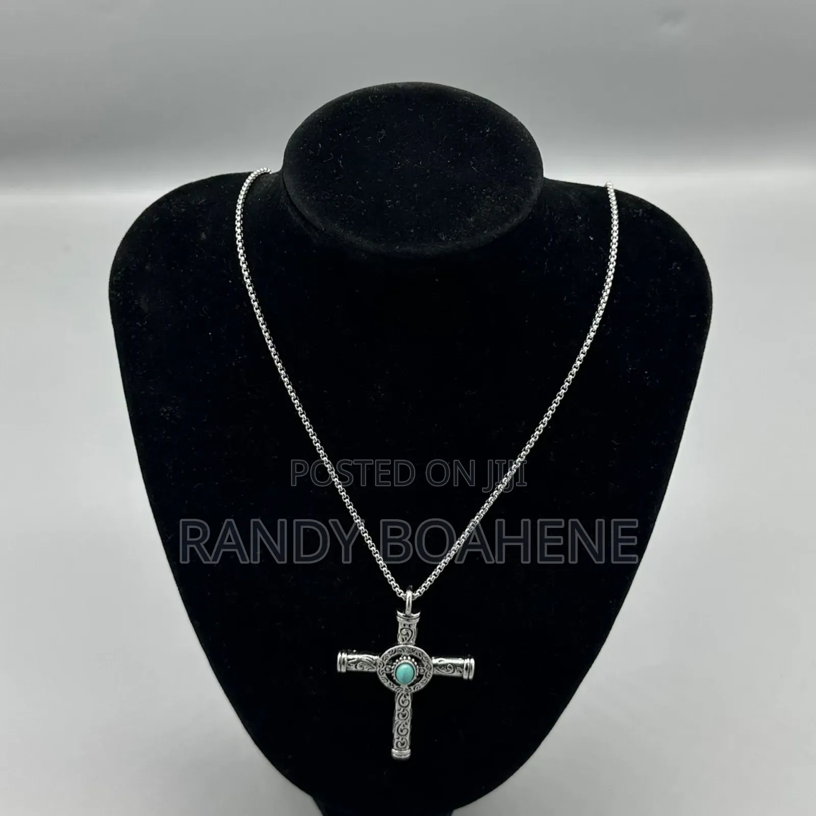 Turquoise Heart Celtic Cross Necklace