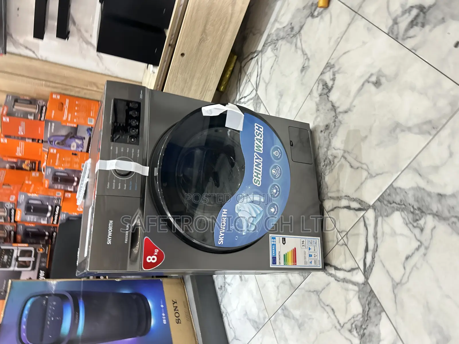 Fast Spin 8kg Frontload Grey Skyworth Full Automatic Washer