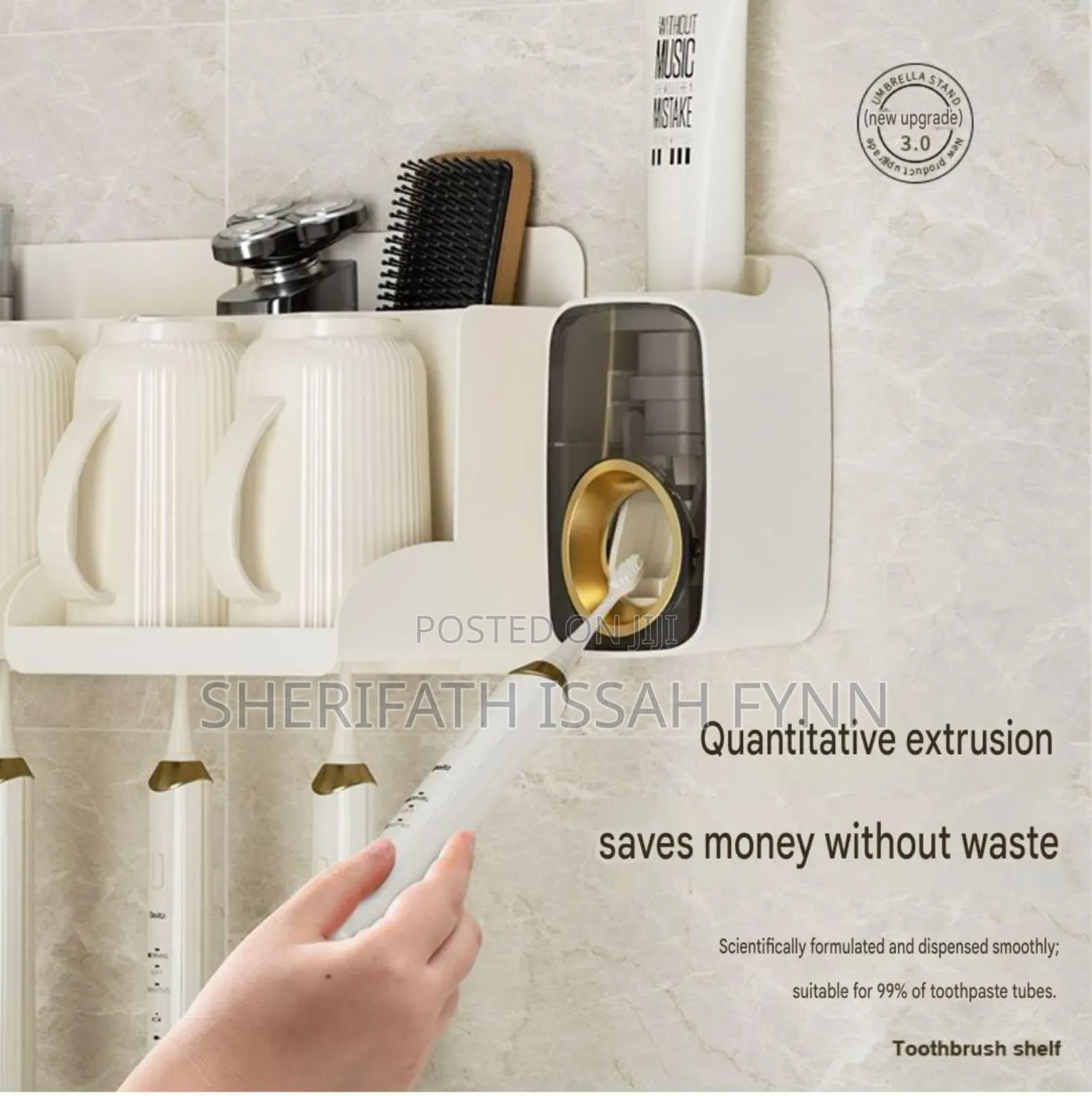 Wall‐Mounted Toothpaste Dispenser Toothbrush Shelf Smart Organizer