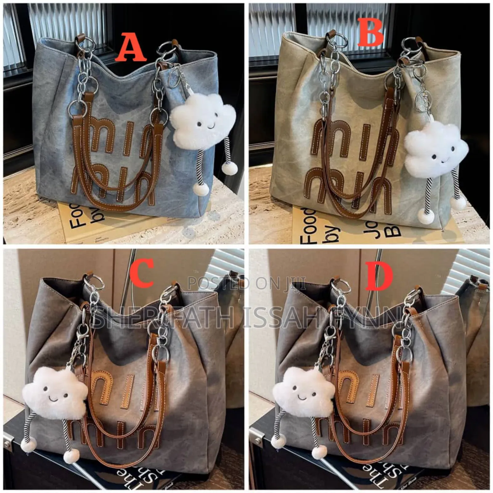 Denim Handbag With Cloud Charm