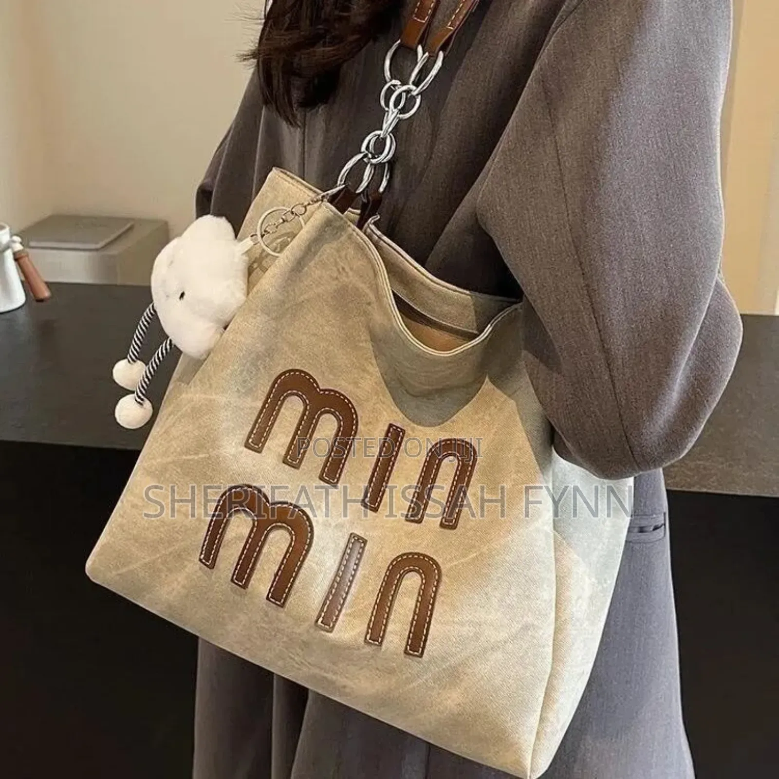 Denim Handbag With Cloud Charm