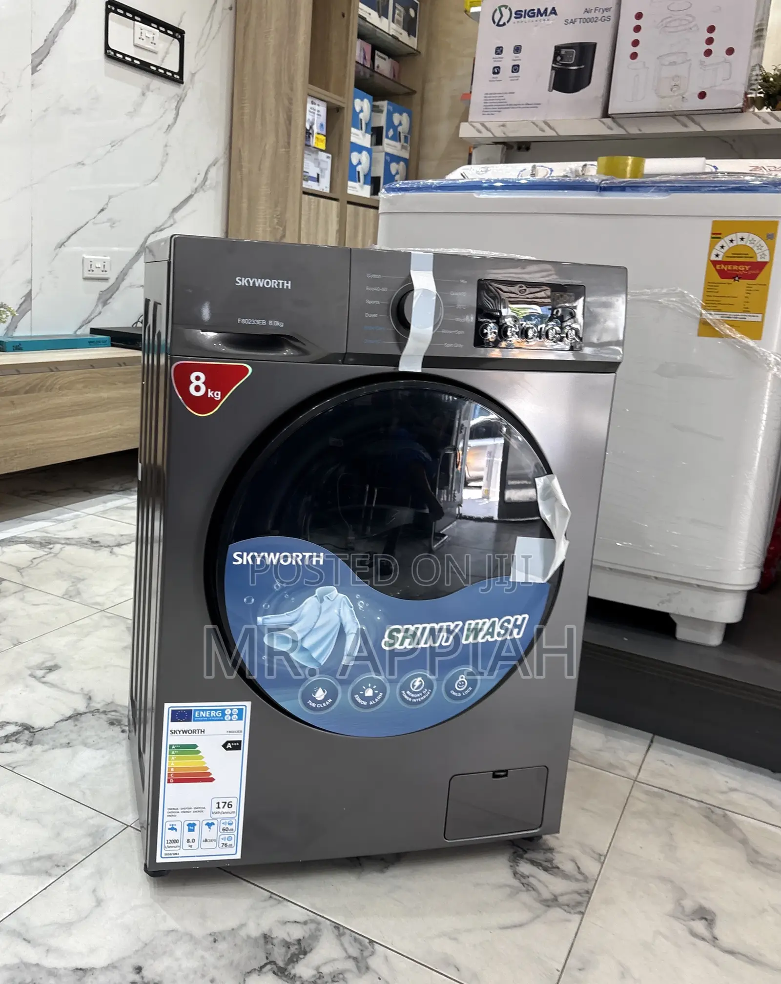Durable Skyworth 8kg Fully Auto Electric Washing Machine(Gray) 