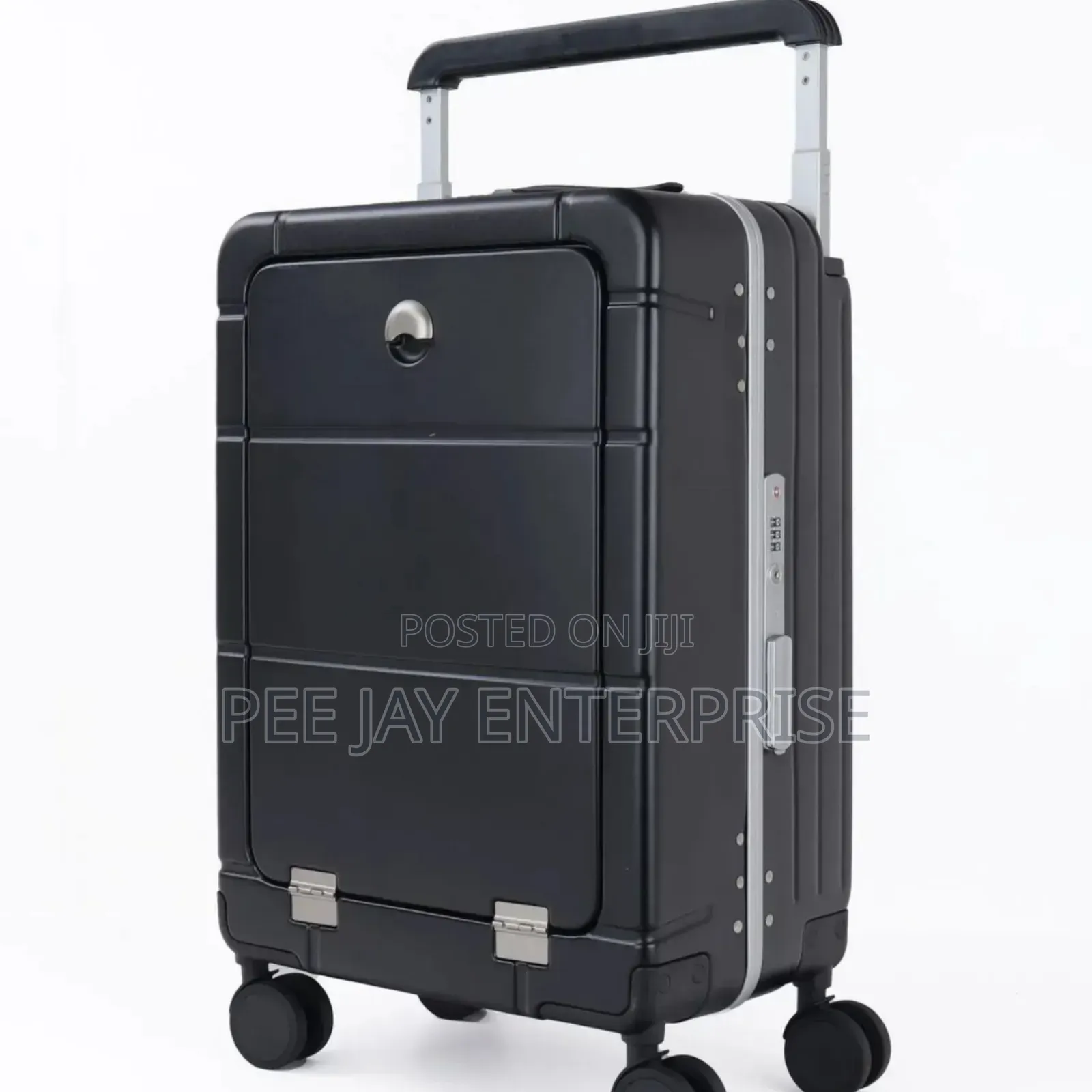Black Polycarbonate Hardside Carry-on With A Front-opening Compartment