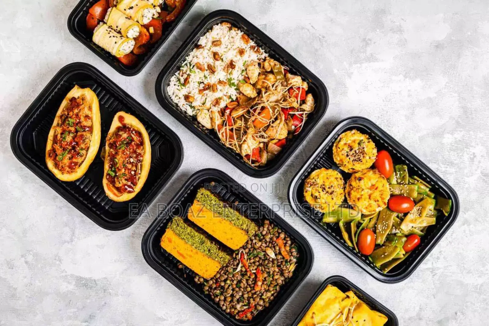 Lunch Box Section 2, Plastic Meal Prep Food Containers Black 50pack