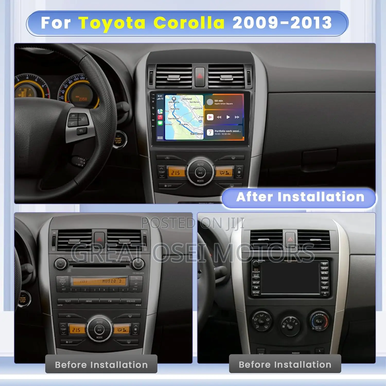Android Car Tape for Toyota Corolla 2009 to 2012
