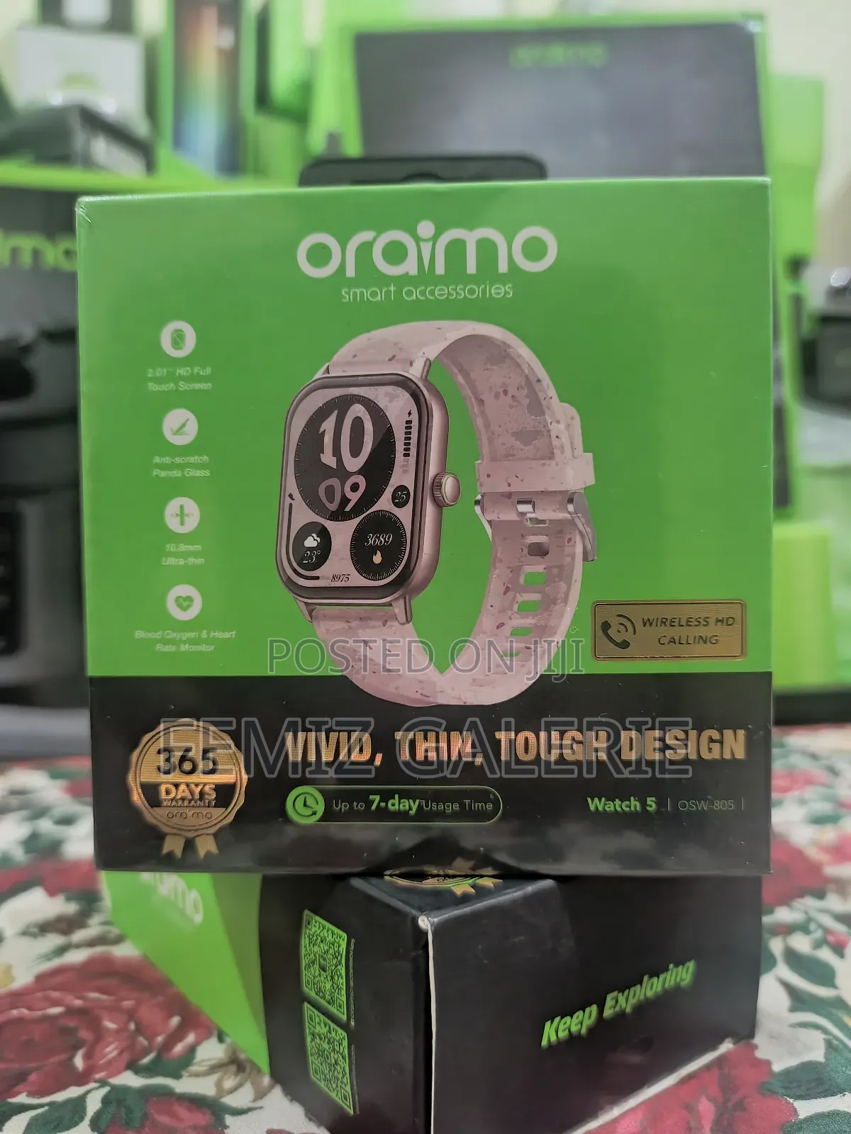 Oraimo Watch 5 2.01" Hd Panda Glass 1atm Smart Watch - Berry Pink