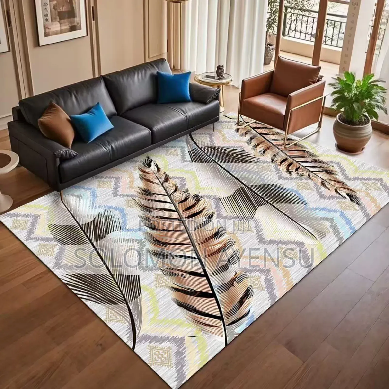 Modern Graphic Pattern Area Rug, Available in Two Sizes