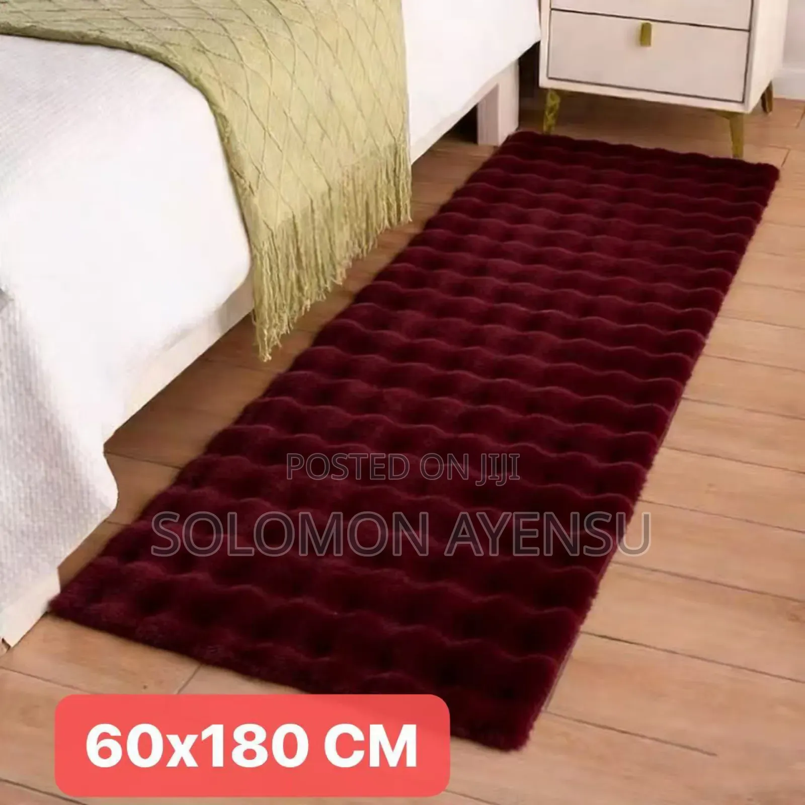 Insun Soft Fluffy Area Runner in Burgundy, Measuring 60x180 Cm.
