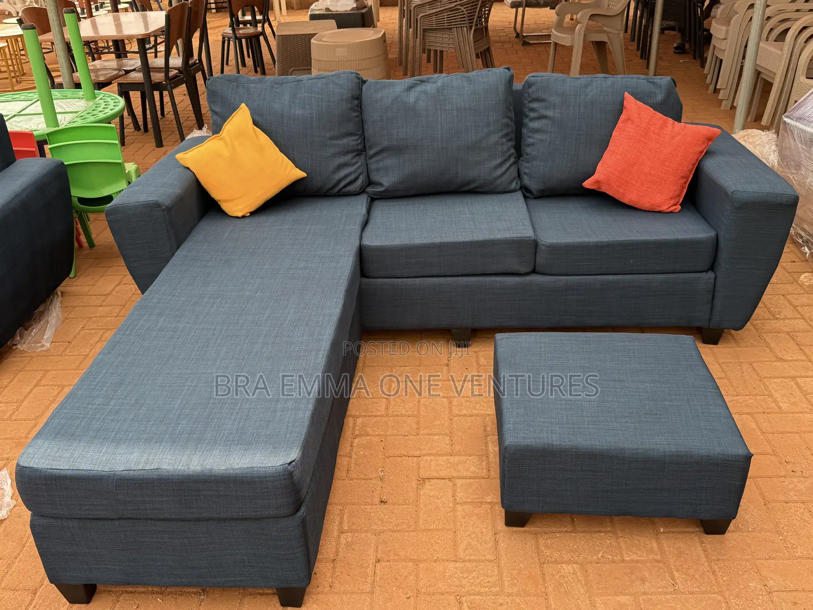 U-shaped Sectional Fabric Sofa Set (With Ottoman)