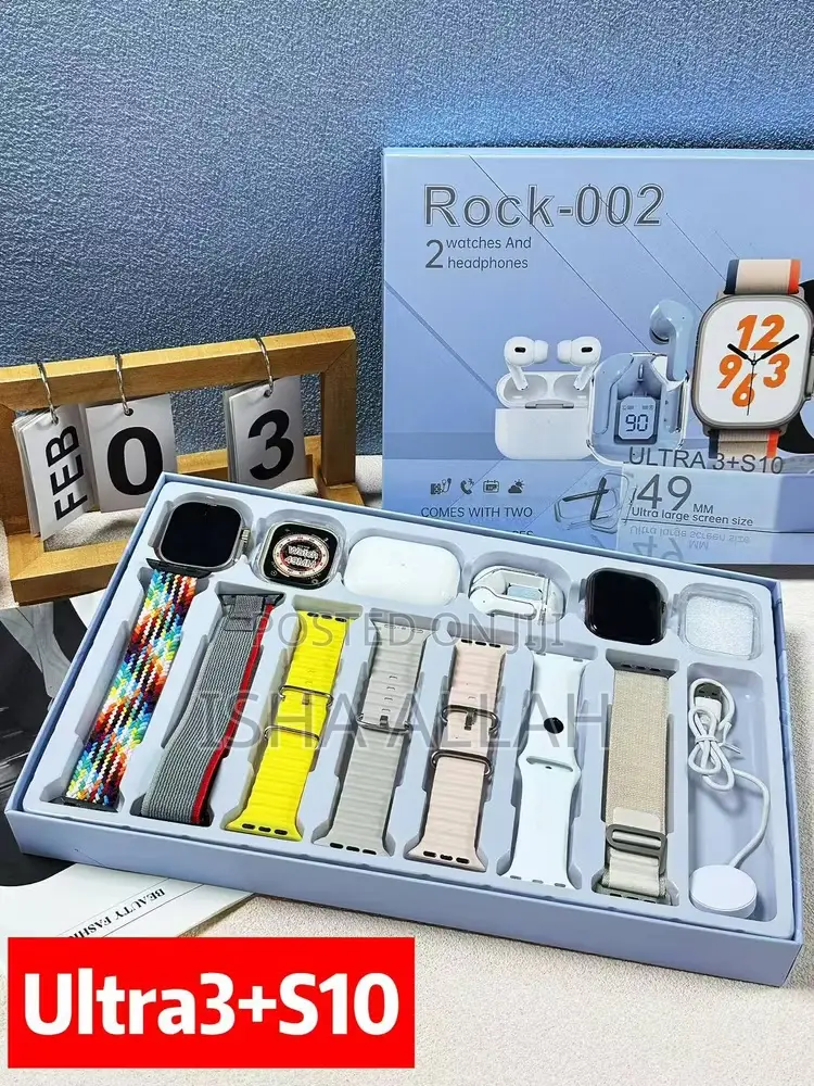 Rock 2 Smartwatch Combo , 2 Watches,2 Airpods, 2 Watch Cases