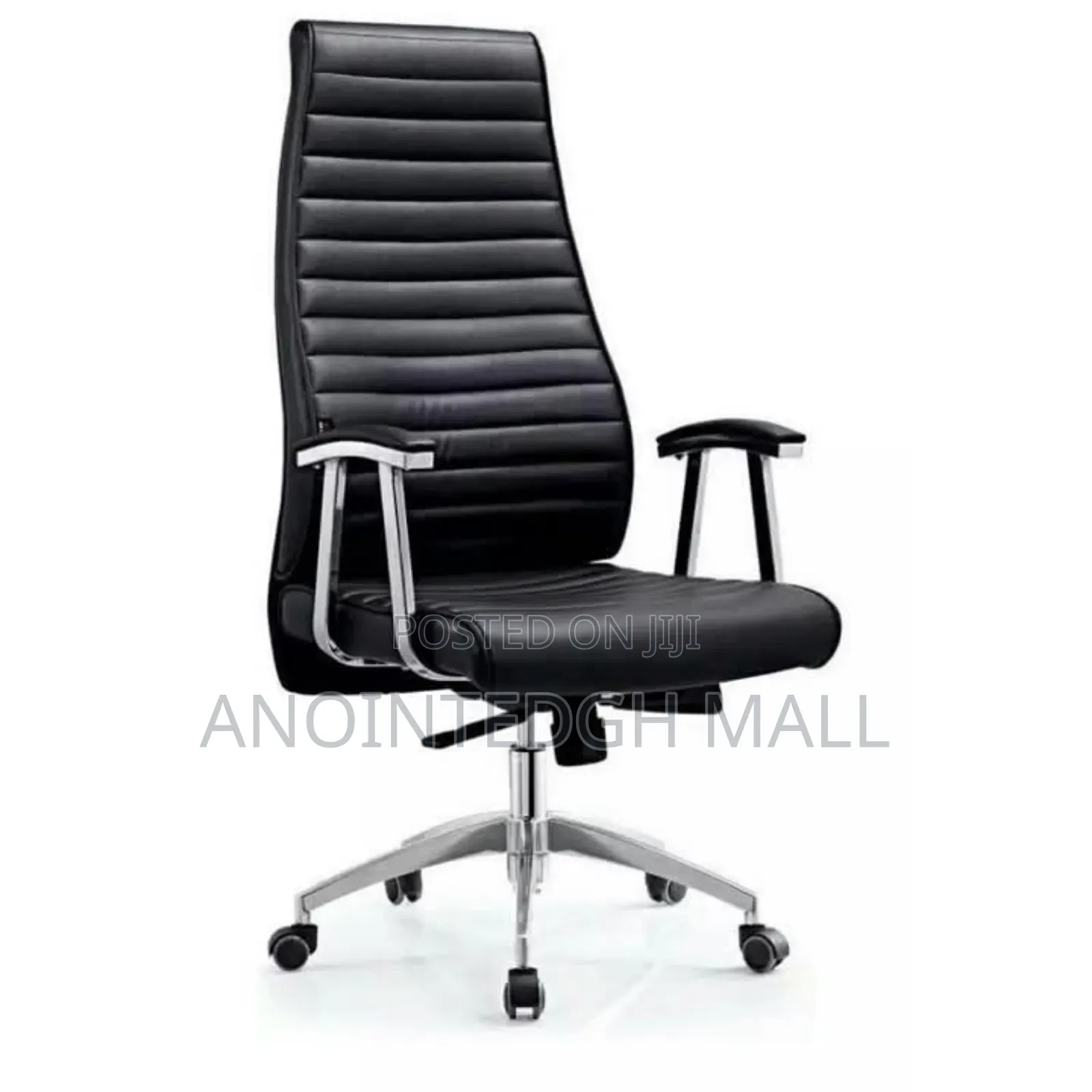 High Back Leather Office Swivel Chair - Black