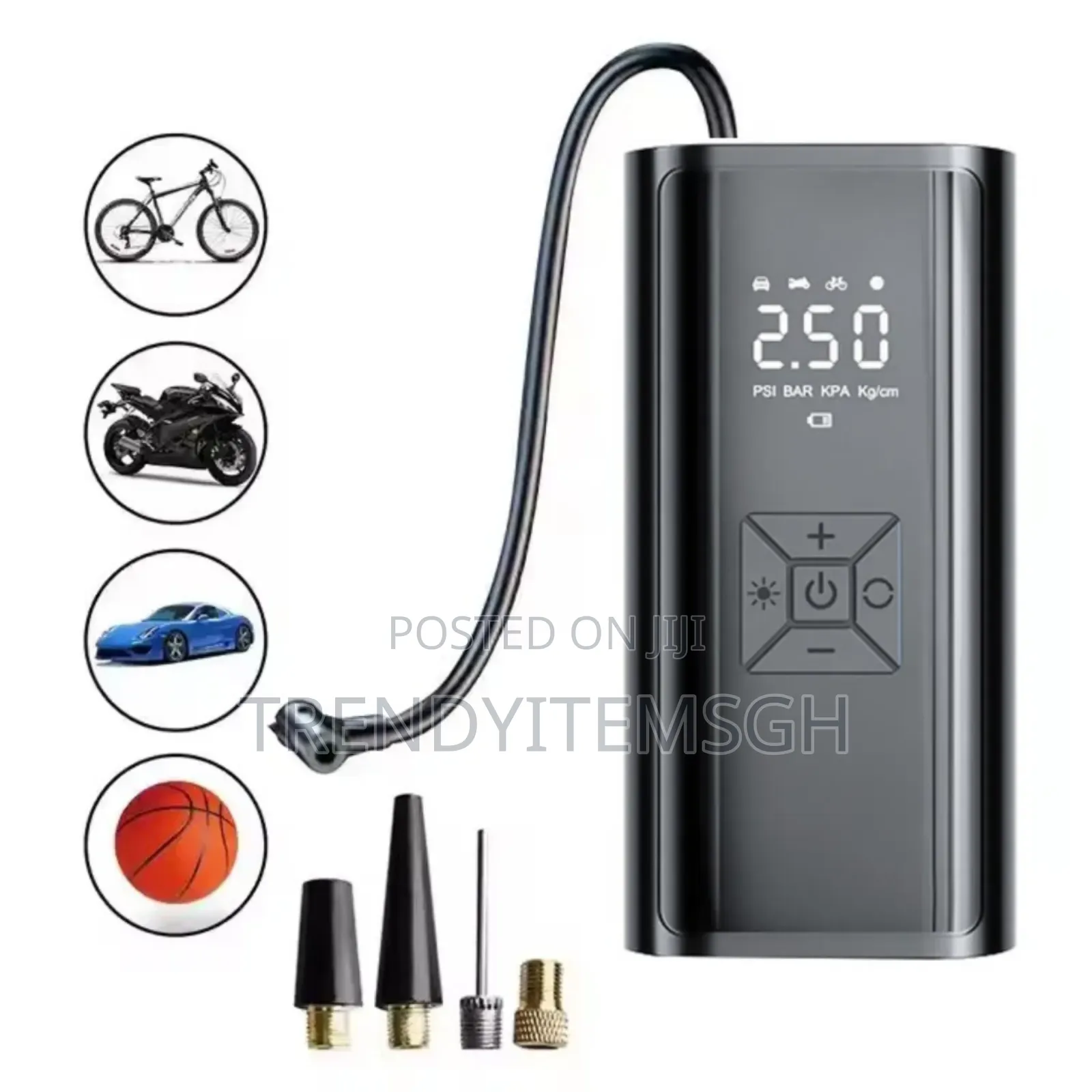 Portable Cordless Tyre Inflator Pump With Led Light Power Bank