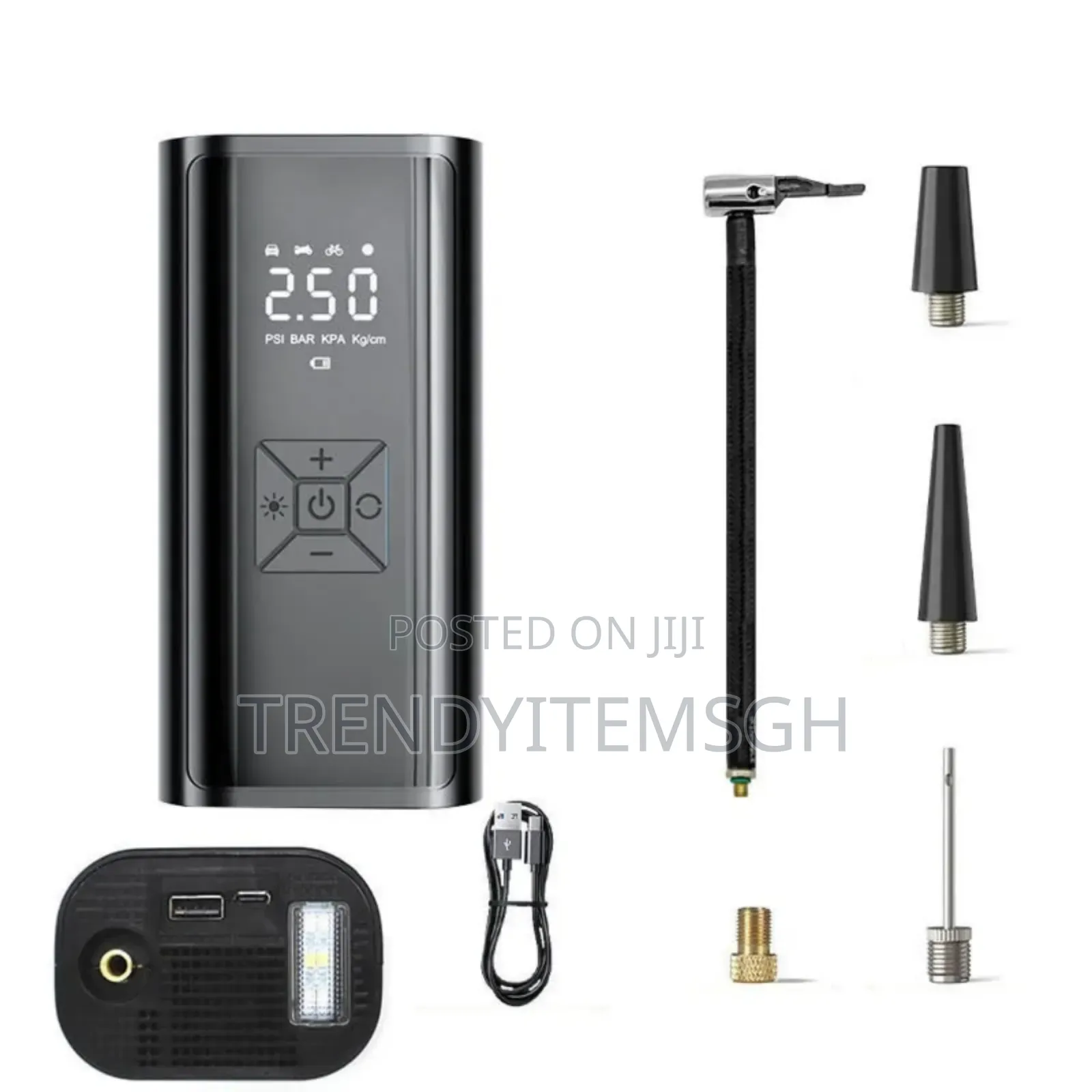 Portable Cordless Tyre Inflator Pump With Led Light Power Bank