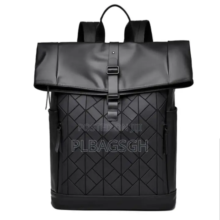 Potable Multi Fashionable Leather Backpack Black Color