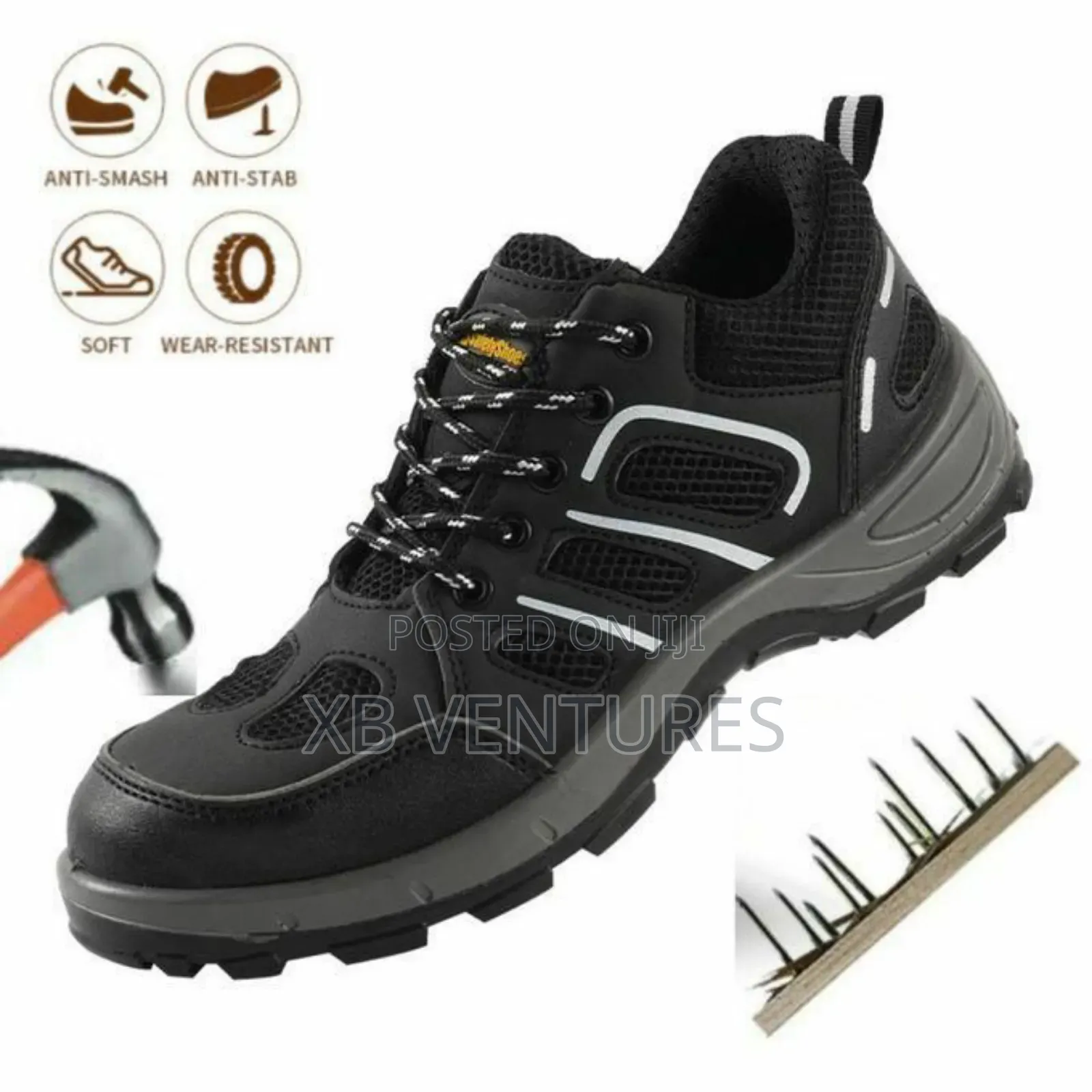 Slip Resistant Composite Toe Men Work Safety Shoes - Black