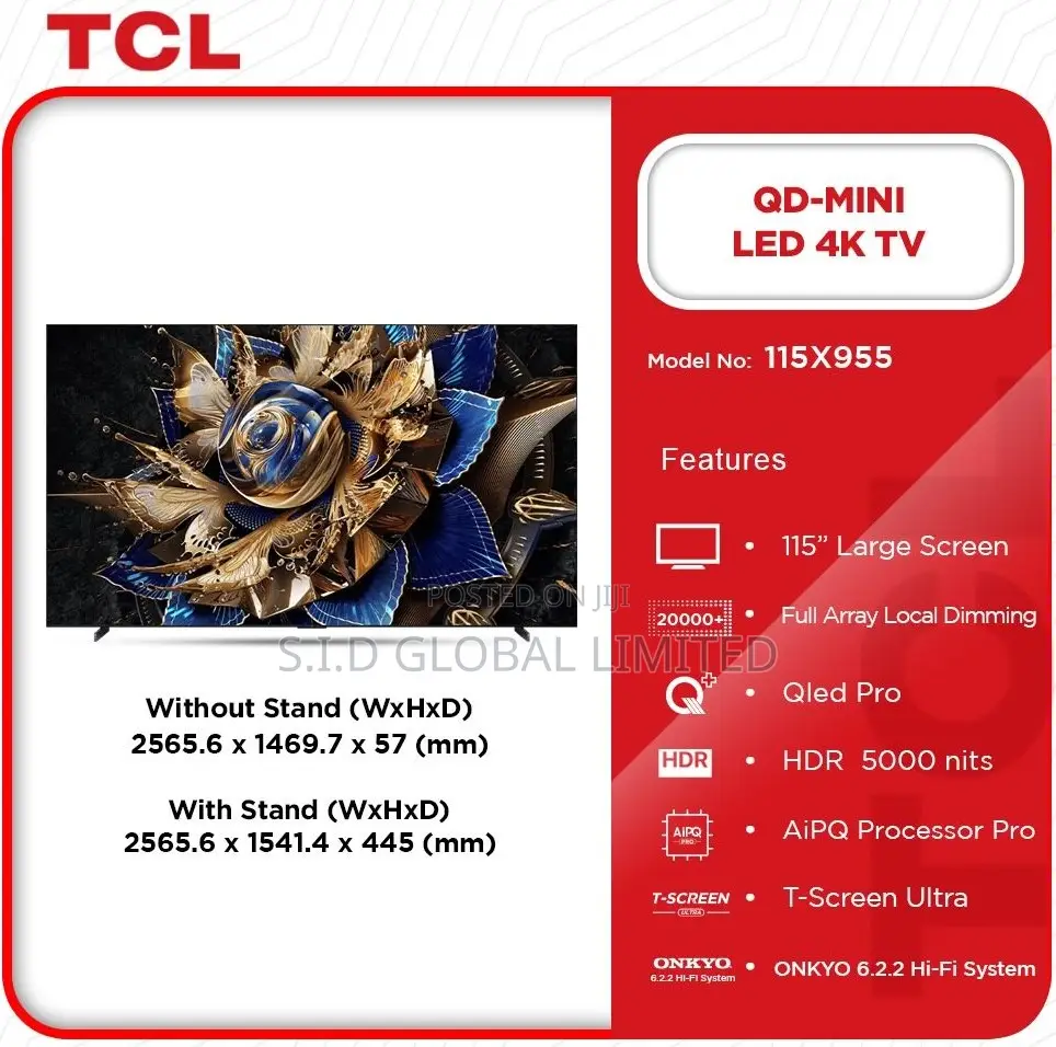 115x955 Tcl 115′′ Qd Mini Led 4k Television