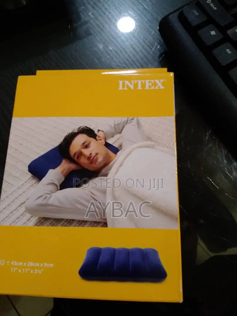Inflatable Downy Blue Pillow – Soft Portable Travel Pillow