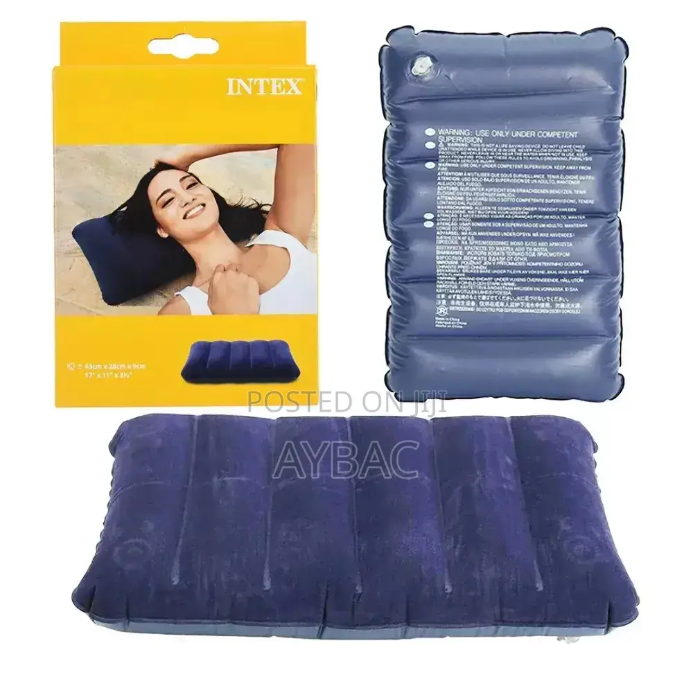 Inflatable Downy Blue Pillow – Soft Portable Travel Pillow