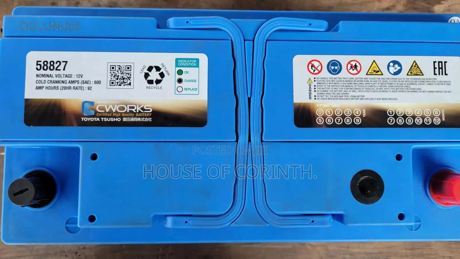 Toyota C-Works Battery 58827 19 Plates 92ah 12 Volts