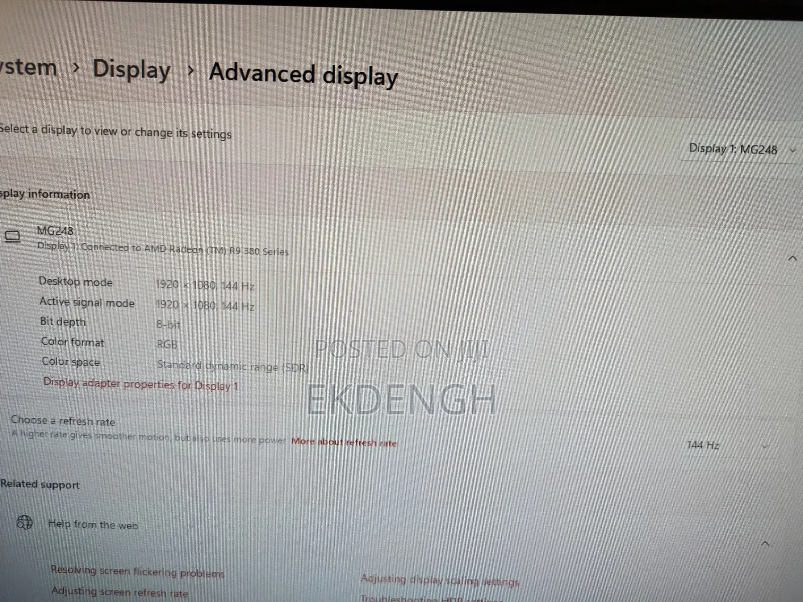 Asus Mg248q 24" 144hz 1080p Monitor