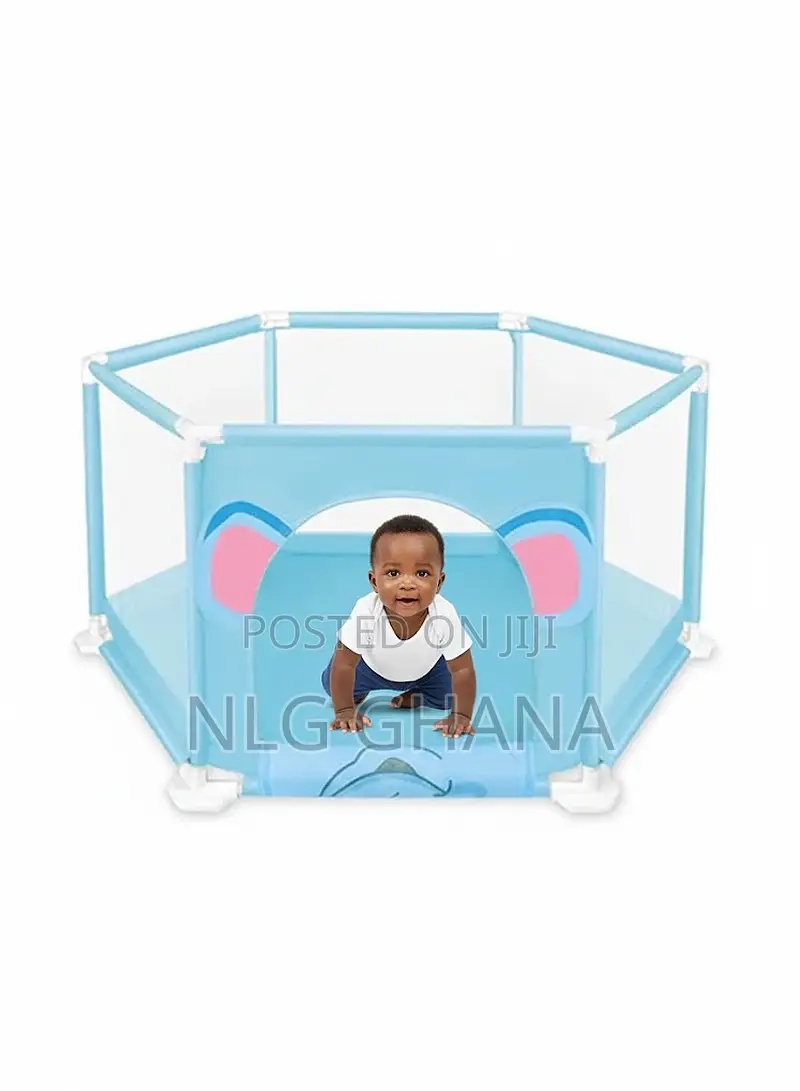 Hexagonal Baby Playpen With Transparent Mesh
