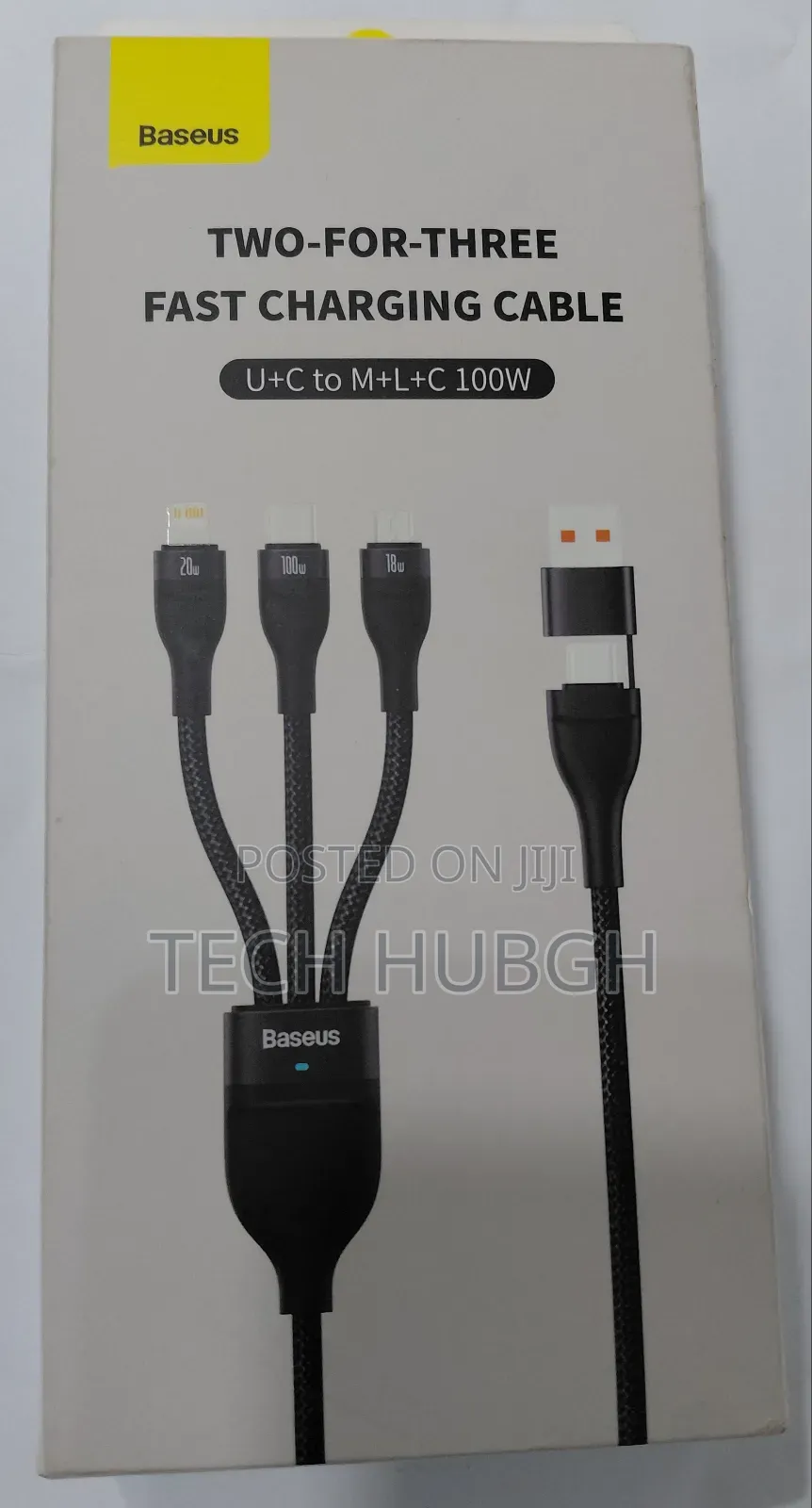 Baseus Two- For- Three Fast Charging Cable ( U+ C to M+ L+ C 100w )