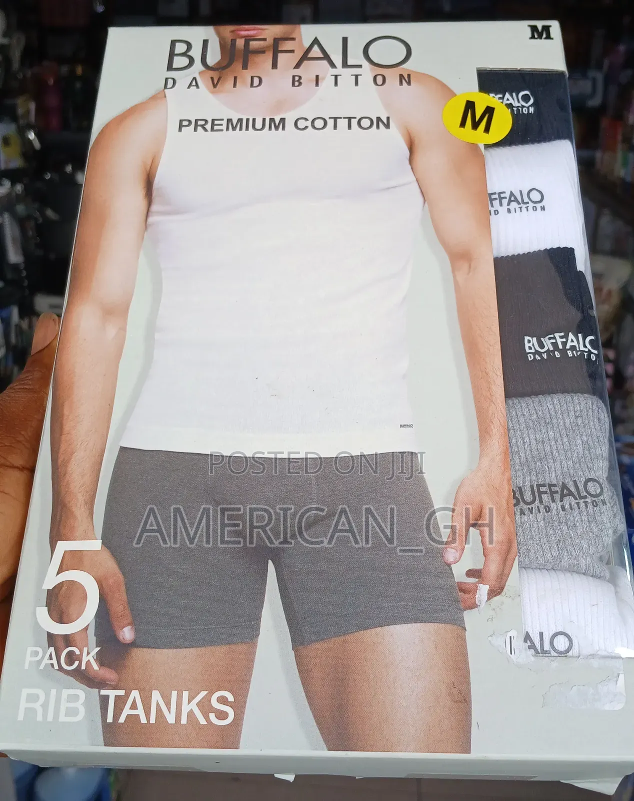 Buffalo Premium Cotton Rib Tank, 5 Pieces(M)