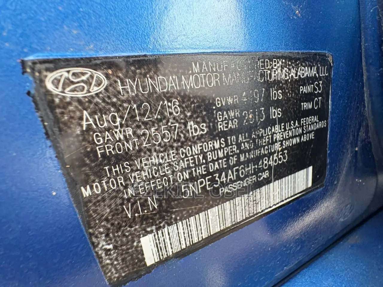 Hyundai Sonata Sport 2.0T Sedan FWD (2.0L 4cyl 6A) 2016 Blue