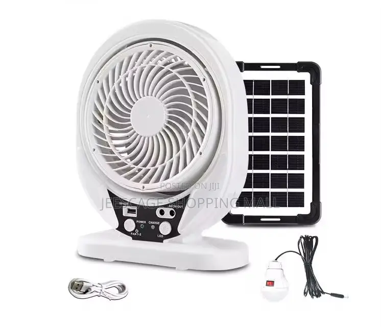 Rechargeable Solar Camping Fan With Led Lamp Pane