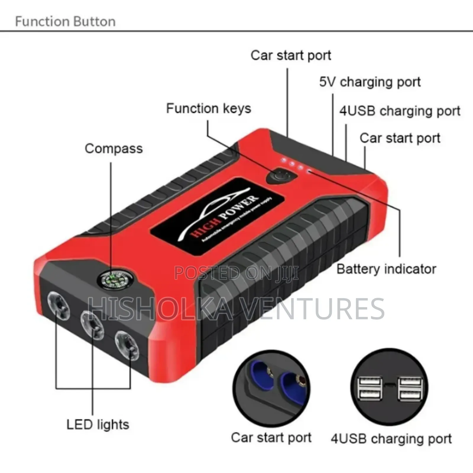 Smart Car Jump Starter Power Bank/ Car Battery Jumper Tyre Inflator