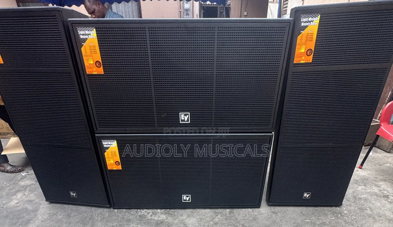 Double Bass and Full Range Ev With Full Amplifier Set