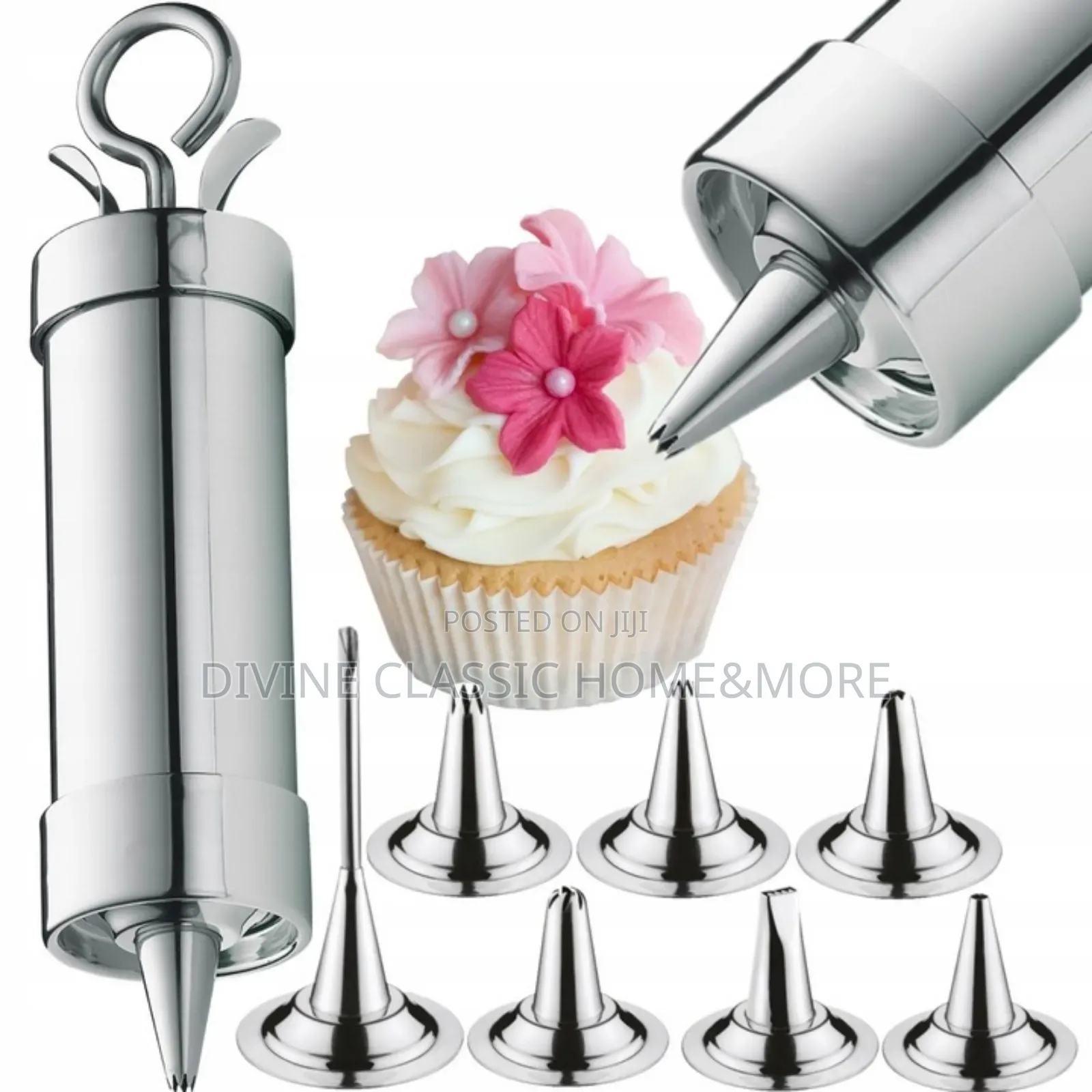 Küchenprofi Piping Syringe With 7 Various Tips, 200ml Stainless Steel