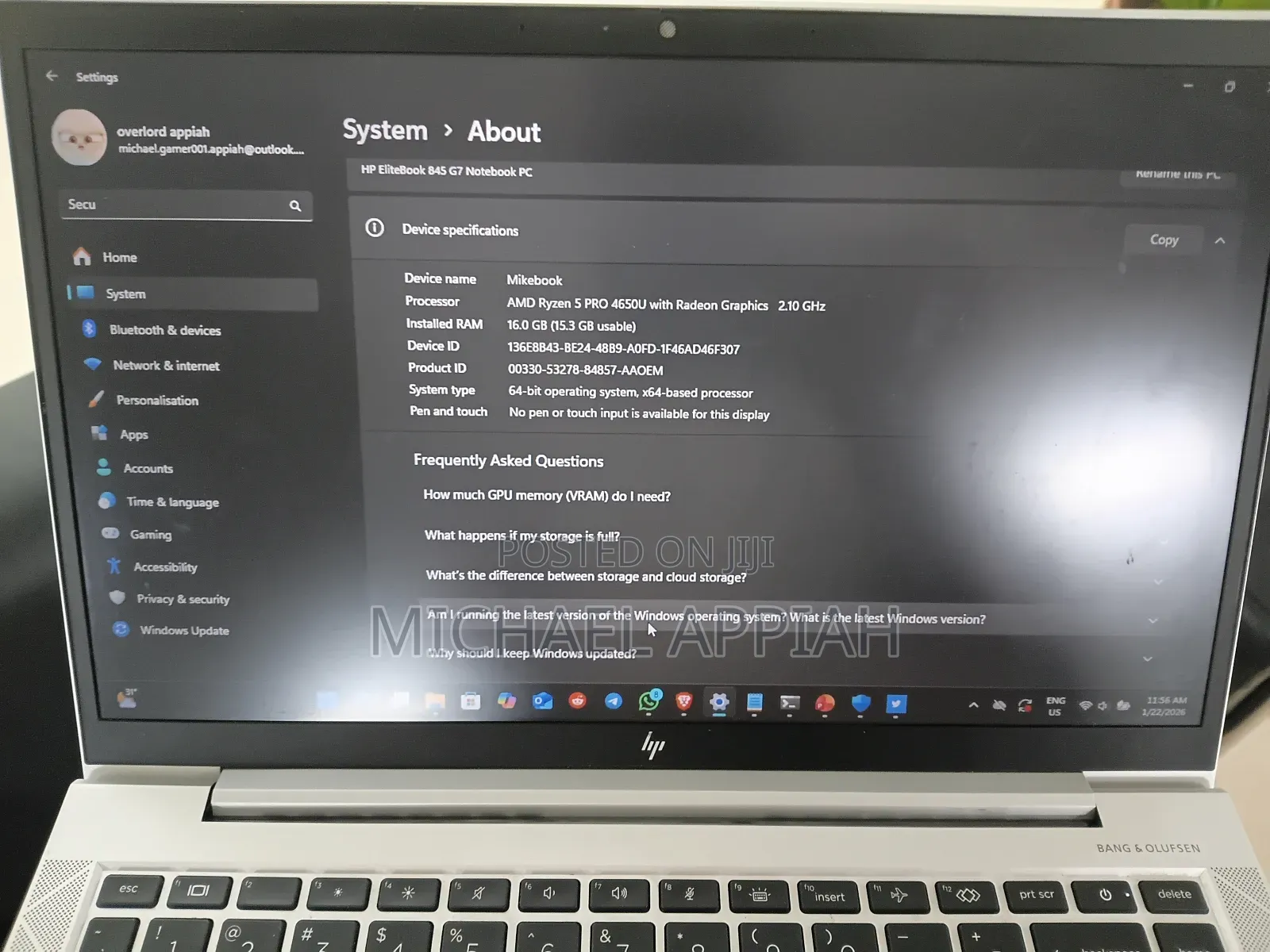 Laptop HP EliteBook 840 G7 16GB AMD Ryzen 5 SSD 256GB