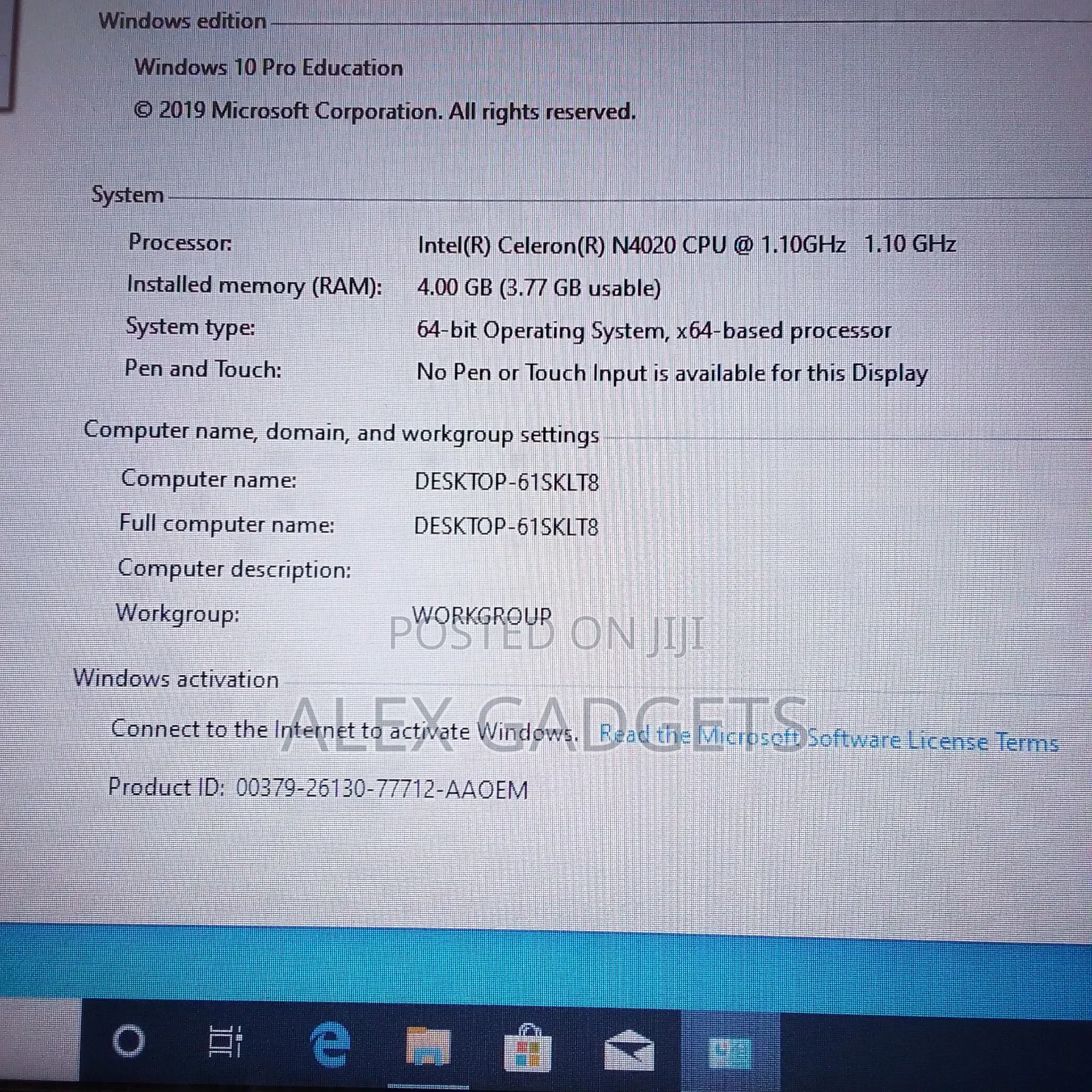 Laptop HP 240 G7 4GB Intel SSD 128GB