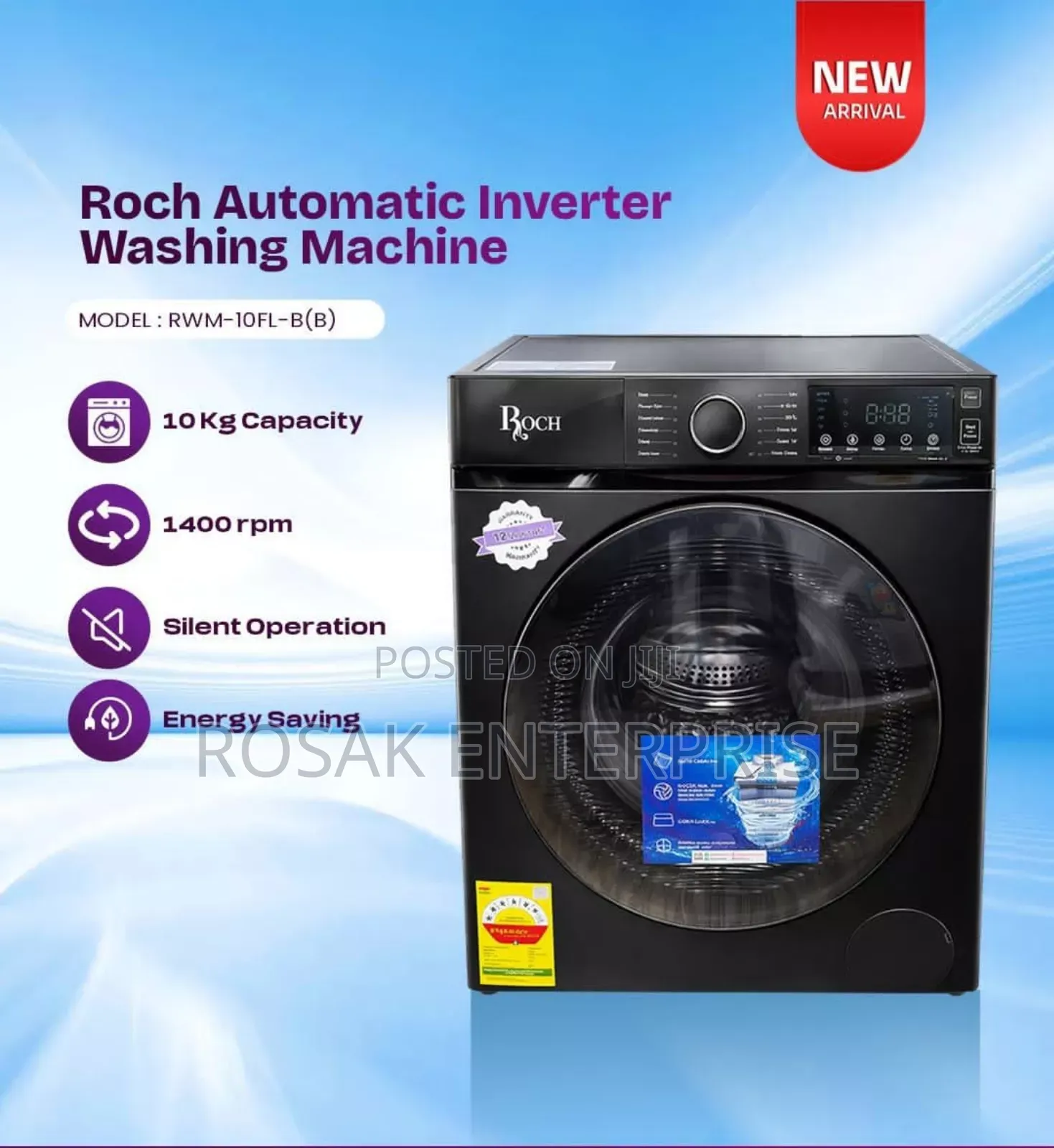 Roch 6kg Front Load Black Fully Automatic Washing Machine