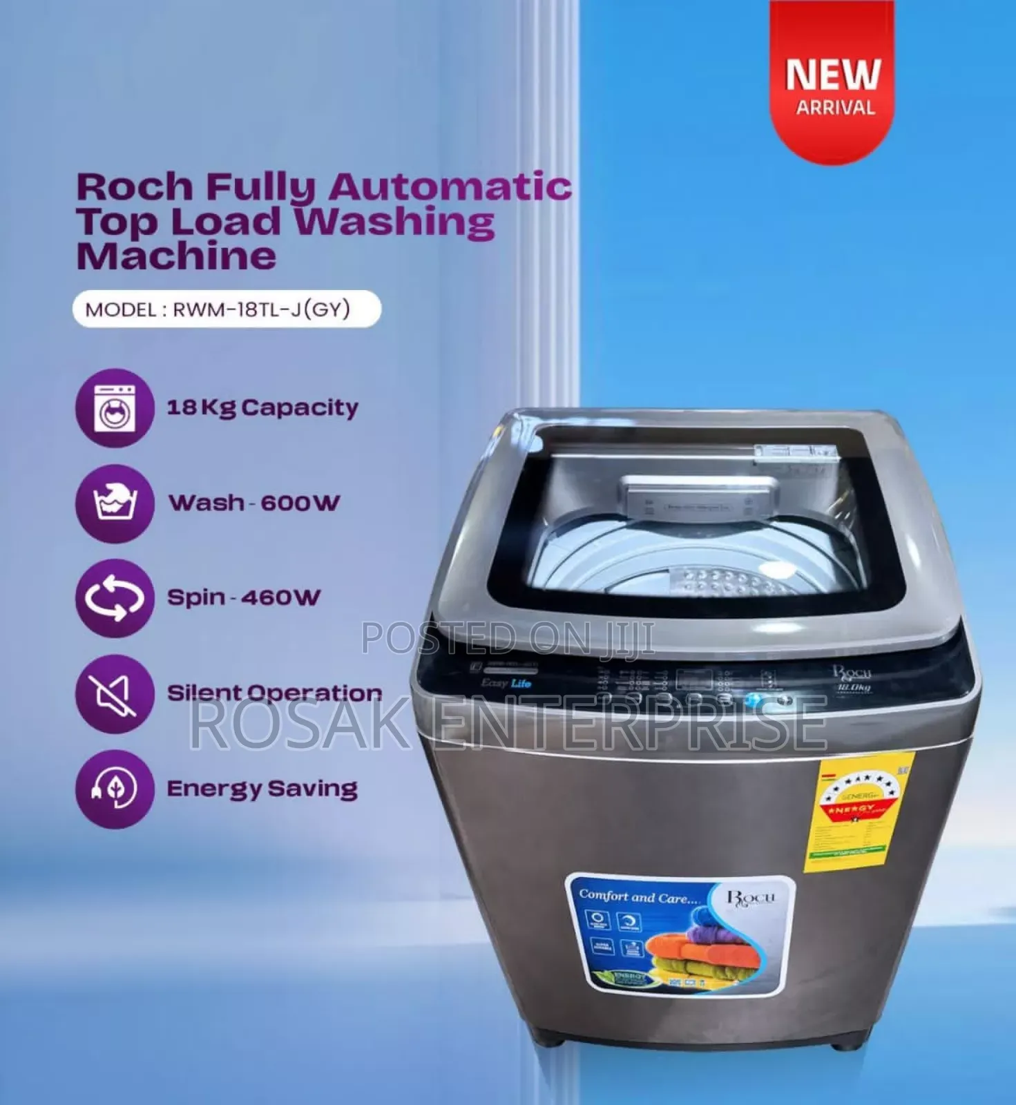 Roch 18kg Top Load Fully Automatic Washing Machine Inverter Motor