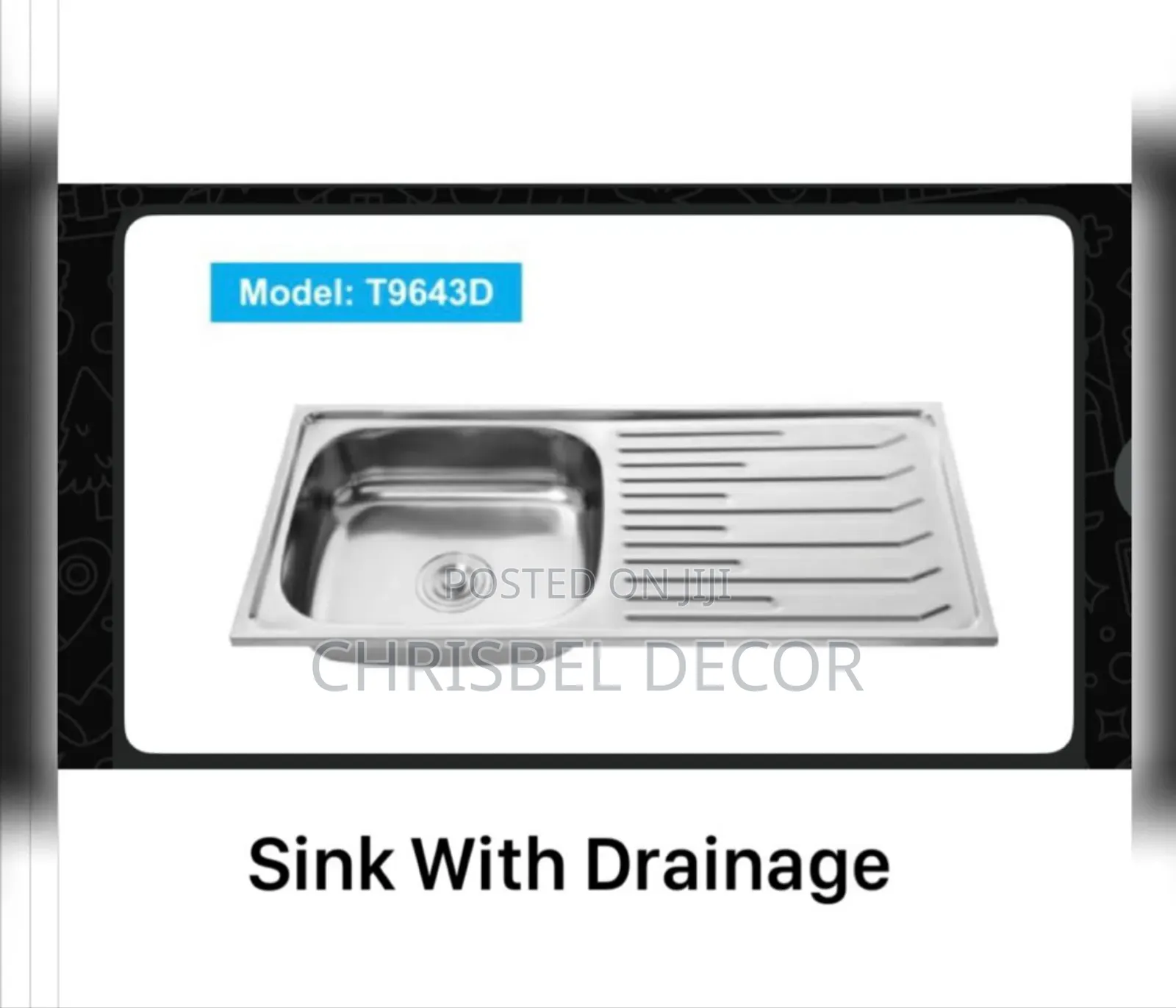 Stainless Steel Kitchen Sink With Drainage - Single Bowl.