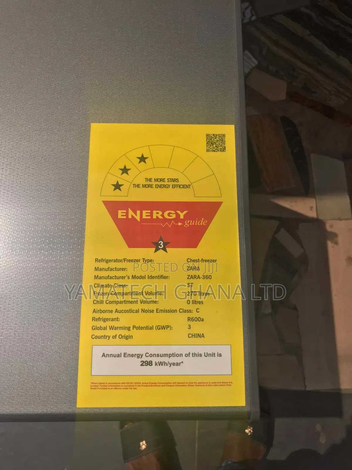 Energy Saving 3 Stars Zara 270l Chest Freezer With Sliding Glass