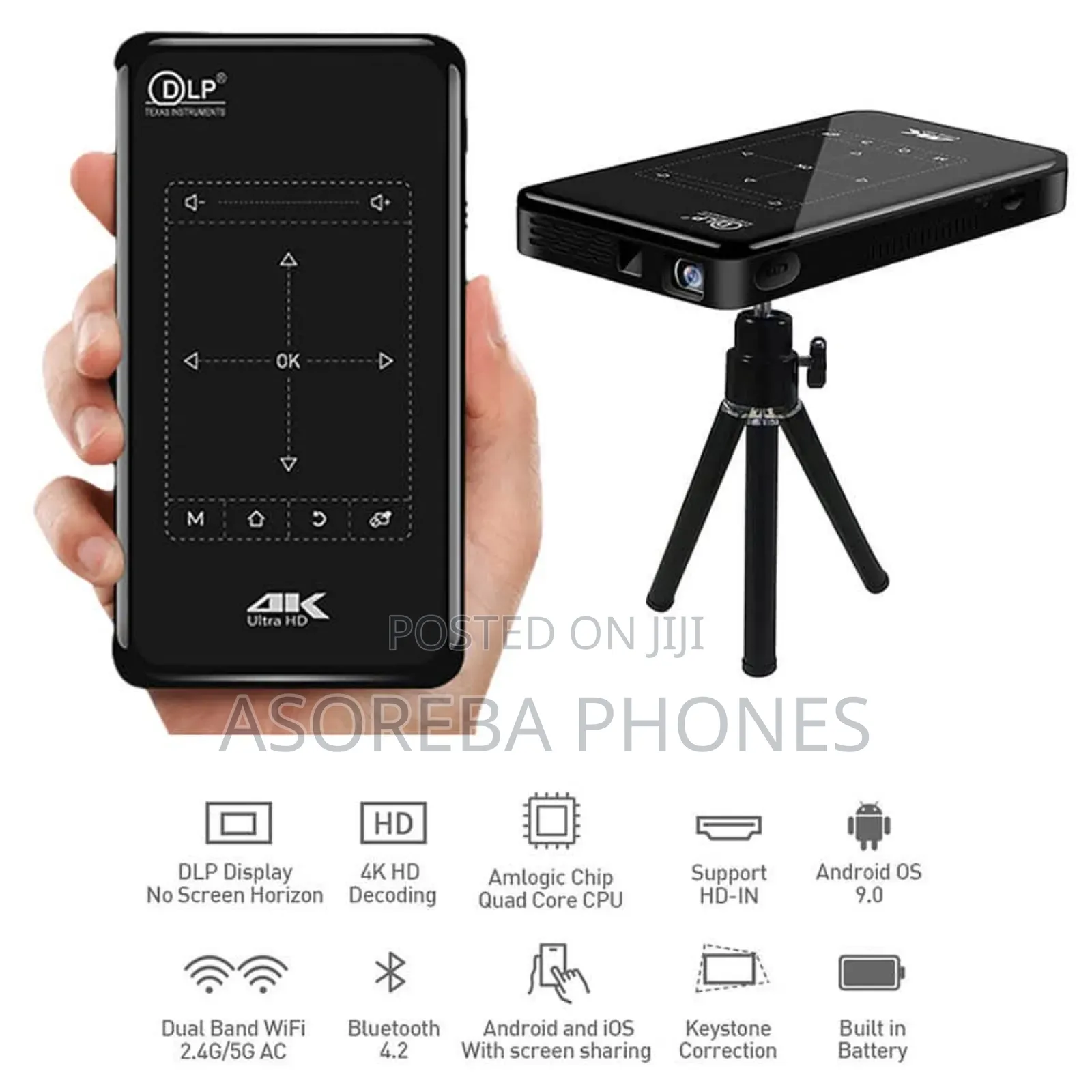 4k Mini Projector Rechargeable