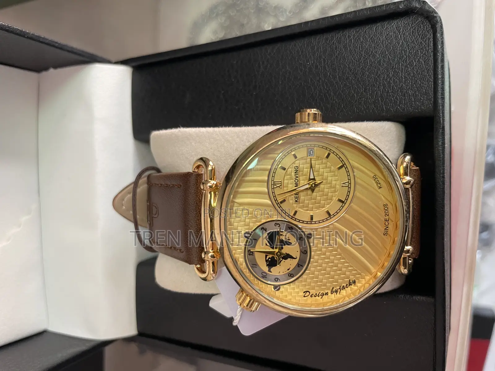 Keep Moving (Double Time) Men’S Brown Leather Watch